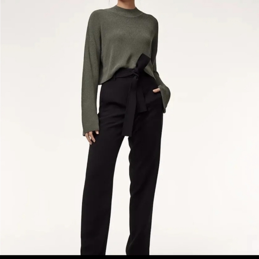 Aritzia Wilford Black Tie Crop Pants